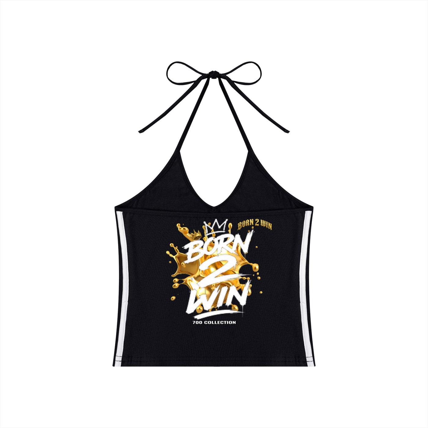 Women's Color Block Halter Crop Tank Top