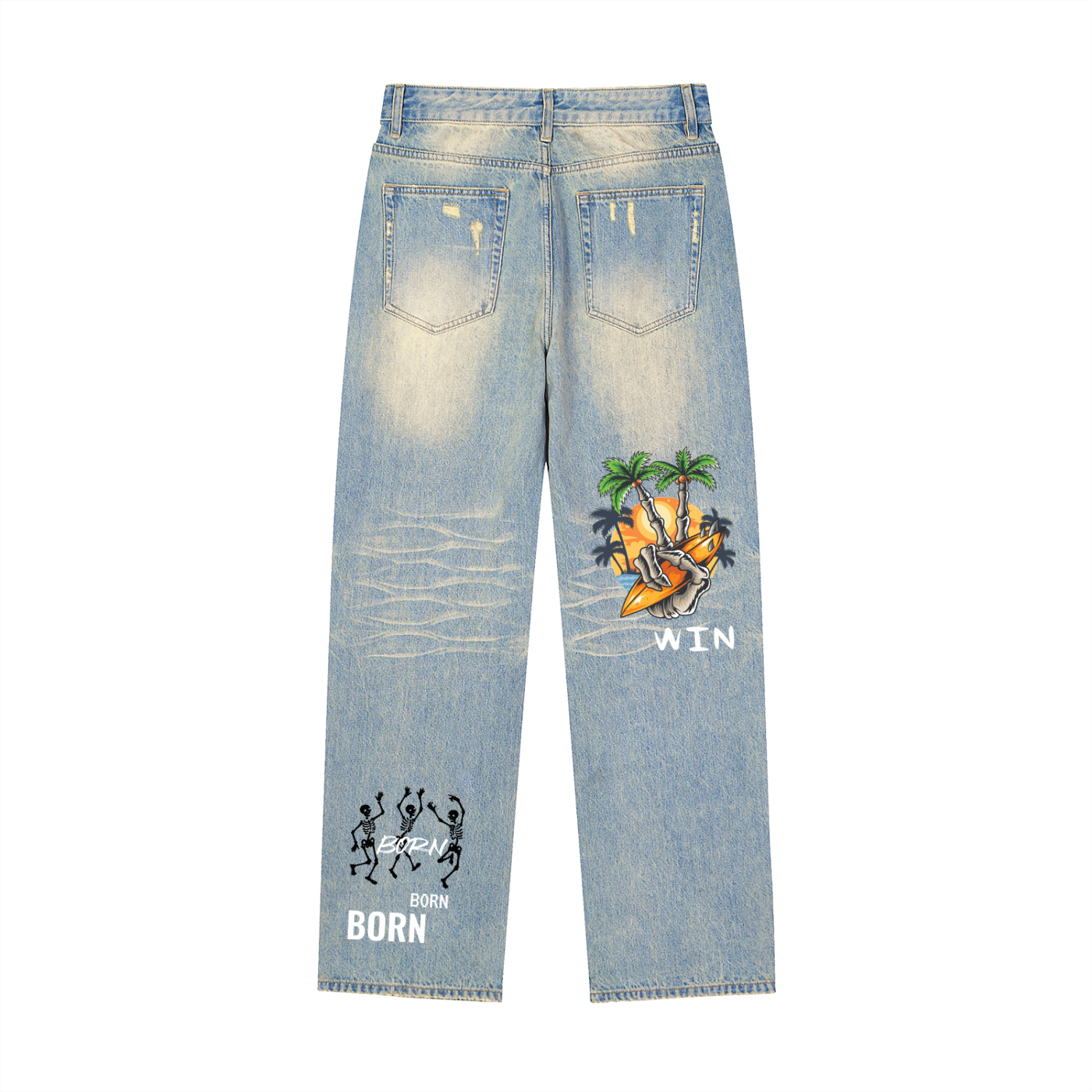 700 collection Sun Fade Raw Hem Denim Jeans