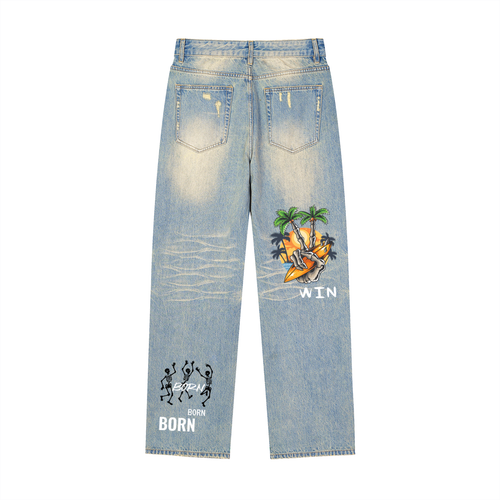 700 collection Sun Fade Raw Hem Denim Jeans