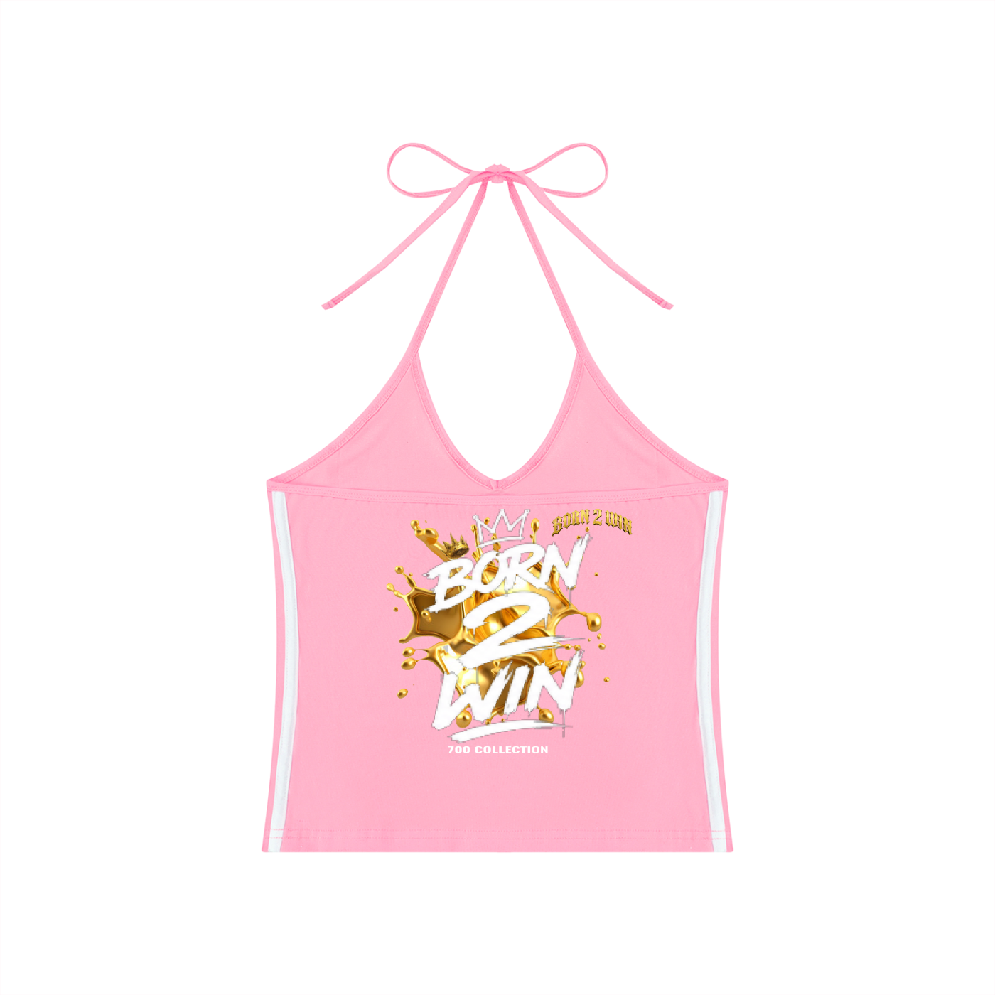 Women's Color Block Halter Crop Tank Top