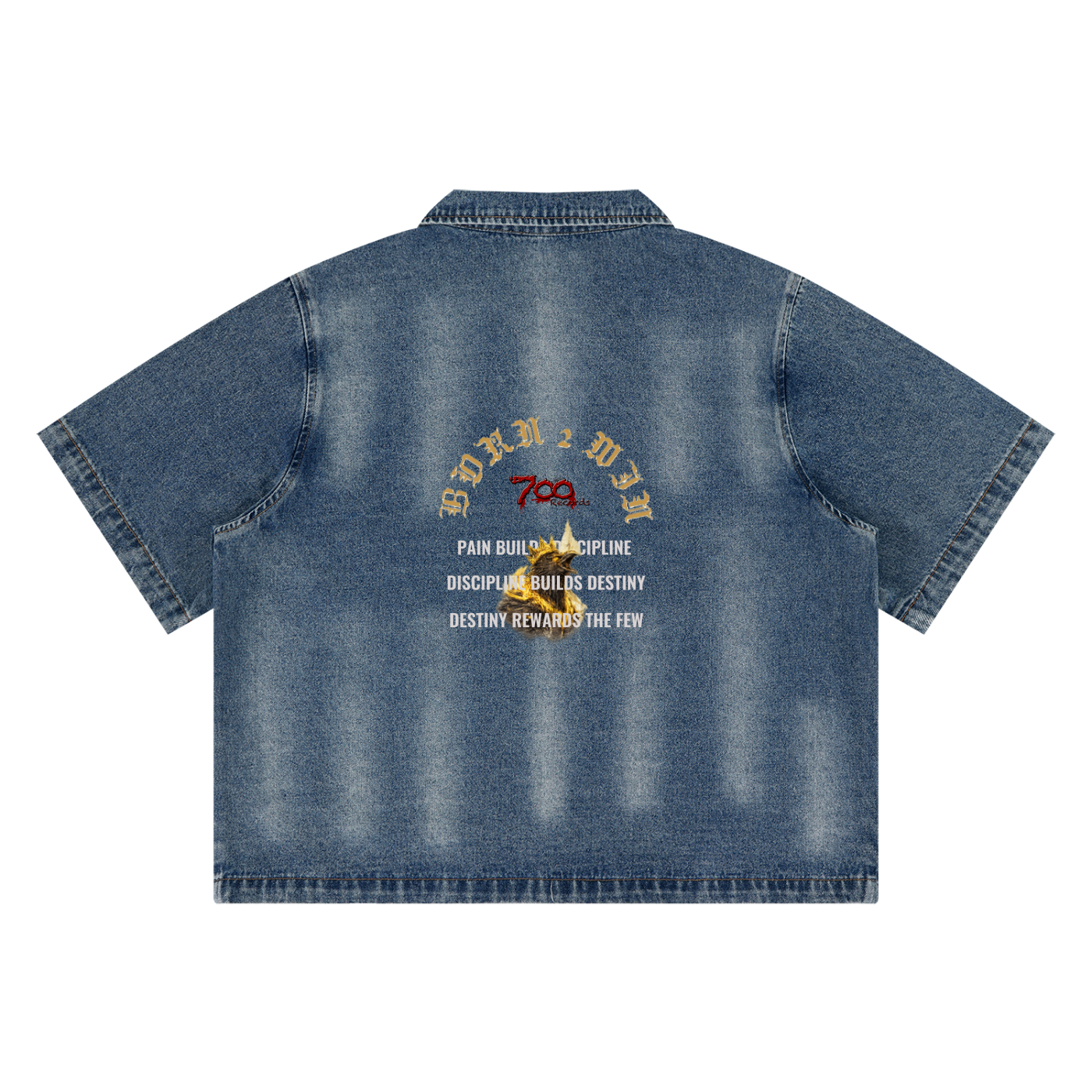 Unisex Vintage Washed Full-Zip Denim Shirt