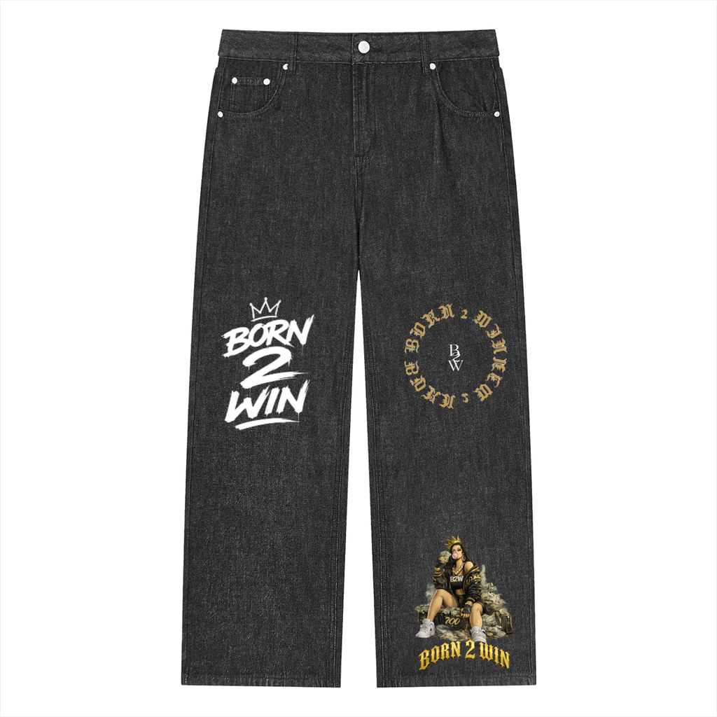 Unisex Vintage Wash Straight Leg Jeans