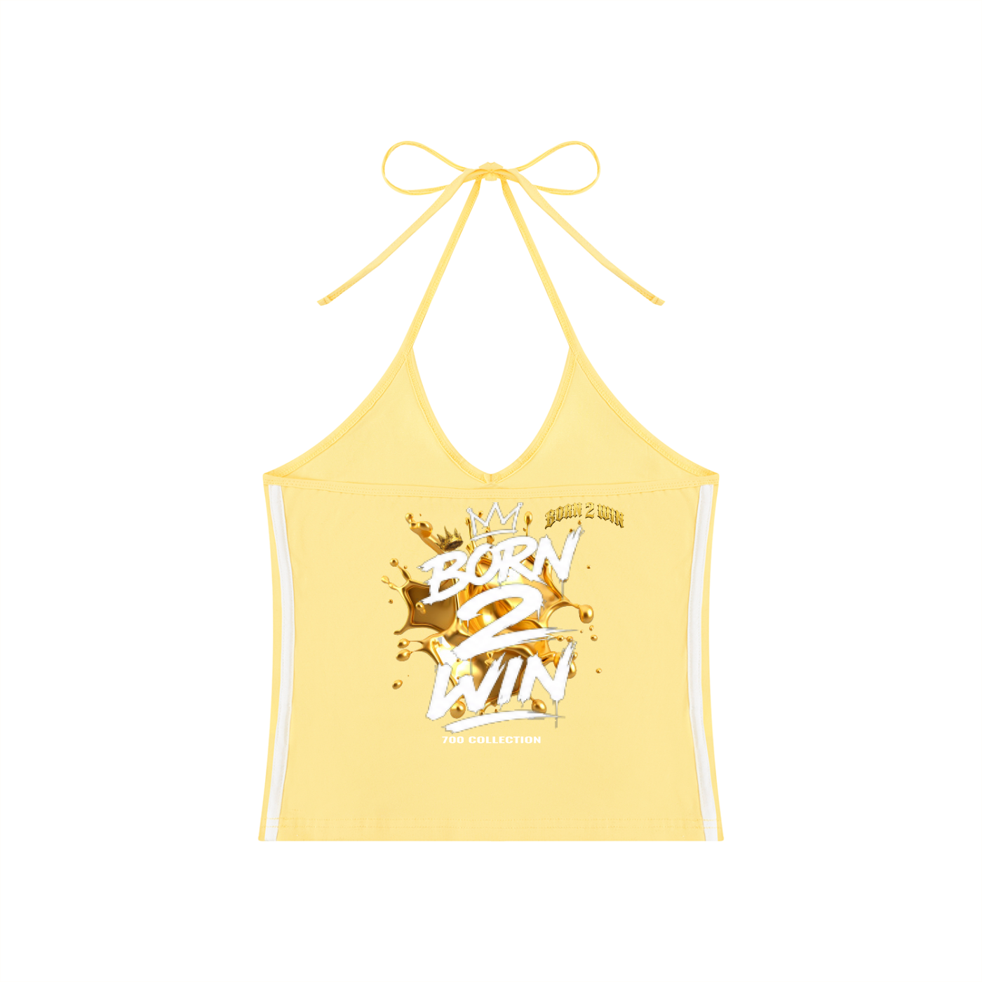 Women's Color Block Halter Crop Tank Top