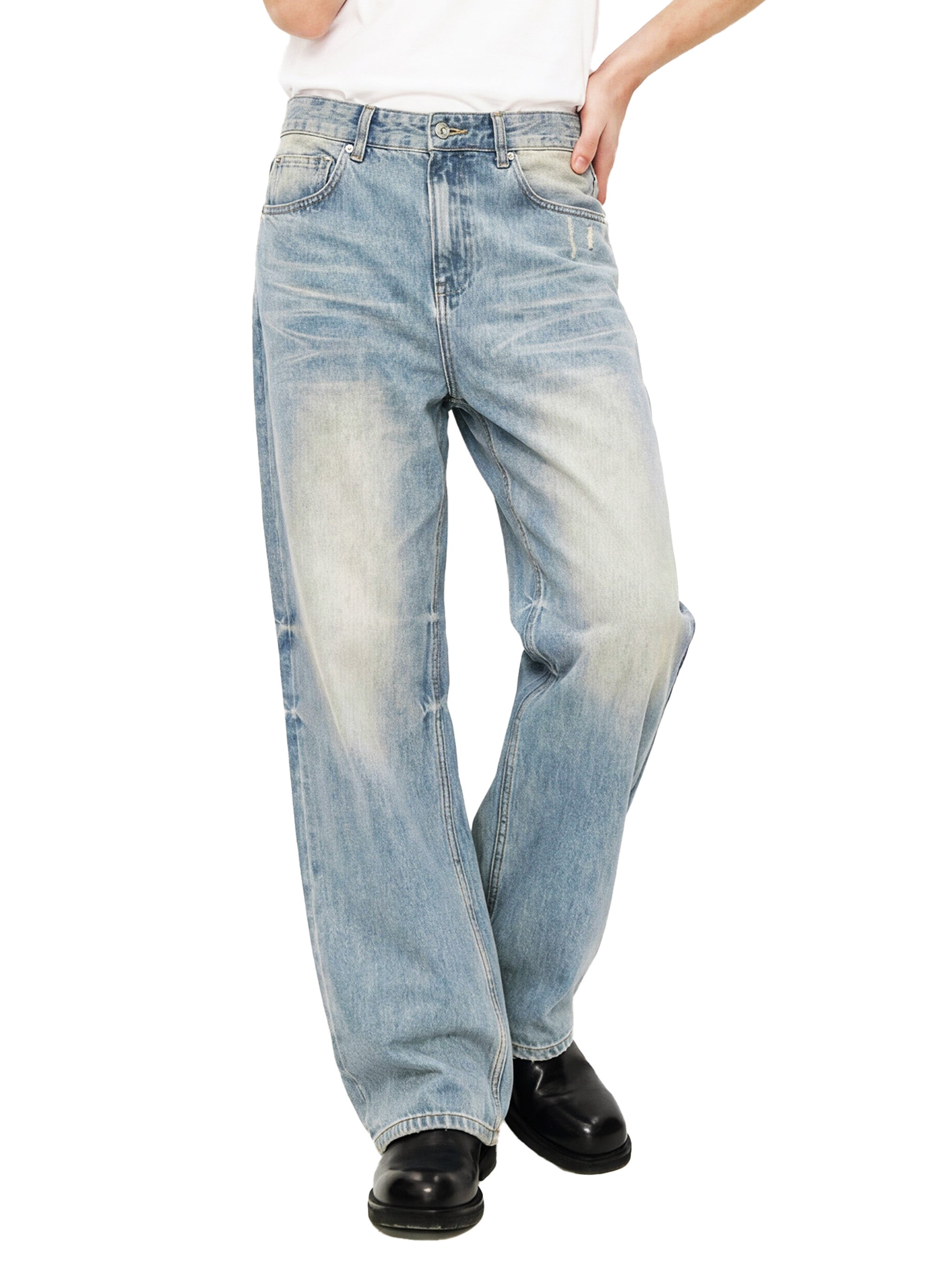 700 collection Sun Fade Raw Hem Denim Jeans